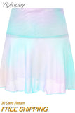 Yipinpay Womens Sheer Mesh Mini Skirts High Waist Solid Color See Through Skater Skirt Beach Cover-Ups Club Street Style Fashion S-XL