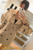 Yipinpay Lady Temperament Big Lapel Double Breasted Trench Jacket Short + Wrap Hip Mini Skirts Casual Vintage Sets Fashion Korean