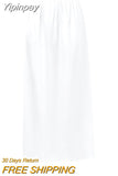 Yipinpay Women Half Slip Underskirt Summer Fall y2k Clothes Solid Color Elastic Waist Inner Lining Midi Skirt Long Underskirt for Ladies