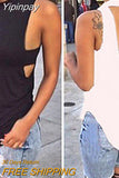 Yipinpay Sexy Women Ladies Summer Vest Top Sleeveless backless Blouse Casual Summer Solid Color Loose Tank Tops Shirt NEW