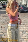 Yipinpay Low-waist Straight Pants Women Autumn 2023 Korean Fashion Zipper Letter Casual Trousers Vintage Hippie Joggers Streetwear