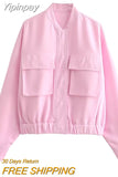 Yipinpay Fashion Bomber Jackets for Women Spring Autumn Big Pockets Coat Female Chic Casual Long Sleeve Jacket Ladies New Outerwear