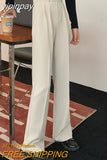 yipinpay Women Elegant Suit Pants Harajuku Casual Slim High Waist Straight Wide Leg Pants Office Ladies Chic Korean Pantalons