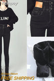 Yipinpay High Waist Thick Thermal Skinny Jeans Women High Elastic Slim Pencil Pants