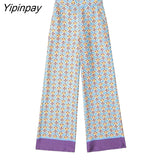 Yipinpay New Woman 2 Pieces Sets 2023 Shirts + Pants Suit Fashion Long Sleeve Single Breasted Blouse Trousers Casual Set