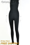 Yipinpay Black Sleeveless Summer Jumpsuit Rompers Womens 2023 Zipper Activewear Slim Jumpsuit Femme Fitness Sport Casual Overalls