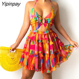Yipinpay Women Cami Deep-V Floral Print Dress Sleeveless Party Bodycon Dress for Women Dress 2023