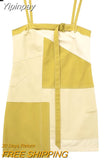 Yipinpay Patchwork Short Dresses For Women 2023 Yellow Slip Dress Woman Sleeveless Mini Summer Woman Dress Streetwear Casual Dresses