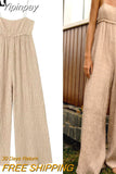 Yipinpay Textured Long Jumpsuits Woman 2023 Summer Wide Leg Jumpsuit For Women Backless Baggy Jumpsuit Woman Sexy Women's Overalls