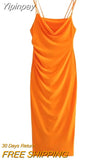 Yipinpay Ruched Slip Long Dress Women Backless Bodycon Dress Women Summer Elegant Party Dresses Woman Sexy Evening Dresses For Prom