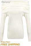Yipinpay Slash Neck White Sweater Off The Shoulder Top Long Sleeve Sueter Mujer Jumper Pullover Temperament Knitted Sweaters Women's