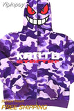 Yipinpay New Y2K Hoodie Hip Hop Camouflage Print Oversized Zipper Hooded Sweatshirt Harajuku Street Punk Rock Jacket Tops Streetwear