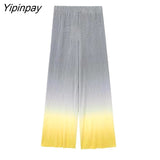 Yipinpay Summer Women Fashion Tie-Dyed Blouse Pants Sets 2023 Thin Casual Sleeveless Shirt Tops High Strecth Long Pants Outwear