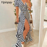 Yipinpay Slit Irregular Ruffles Hem Dress Women Casual Dress