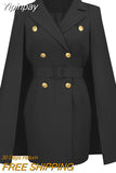 Yipinpay Blazer Dress High Street Club Party Dresses Double Breasted Cloak Dress with Belt Fashion notched Dresses Women 2023 Autumn