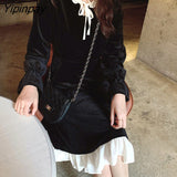 Yipinpay Black Color Dress Women Long-sleeved Dress Female 2023 New Korean Dresses for Women