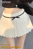 Yipinpay Kawaii Pleated Skirt Shorts Women Coquette Aesthetic Bow Patchwork High Waist Sexy A-line Mini Skirt Preppy Style Summer