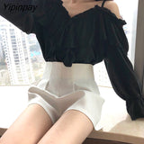 Yipinpay New Korean Women Blouses V Neck Long-sleeved Dropshipping Blouses Womens