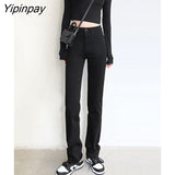 Yipinpay High Waist Mom Jeans Stretch Straight Vintage Casual Women Jeans Pants