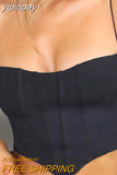 yipinpay Women Sleeveless T Shirt Strap Corset Cropped Vest Tops Sexy Club Y2K White Black Backless Skinny Short Tank Top 2023