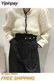 Yipinpay Cashmere Fleece Knitted Cardigan Y2k Clothes Autumn Korean Fashion Pull Femme Cropped Cardigan Women Pink Sweater Mujer