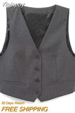 Yipinpay Grey Sleeveless Blazer Woman Jacket Cropped Jacket Women's Suit Vest Waistcoat Women Autumn 2023 Elegant Vests For Women