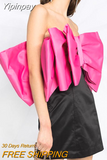 Yipinpay Bowknot Patchwork Bodycon Dress For Women Evening Mini Dress Sleeveless Backless Party Dresses Strapless Short Dress