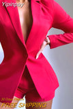 Yipinpay Spring Summer Elegant Women Suits with Shorts Loose Shorts and Blazer 2 Piece Set Shorts Suit Blazer Set for Women Outfit