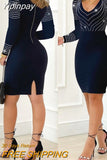 Yipinpay Decor Long Sleeve Party Mini Skinny Dress Sexy Elegant Midi Women's Luxury Evening Dress 2023