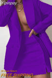 Yipinpay Women 2 Piece Set Fashion Streetwear Long Sleeve Blazer Jacket Sets + Skirt Slim Suit Elegant Office Lady Casual Coat Suits