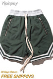 Yipinpay Men Summer Shorts Lace-Up Pants Sports Casual Basketball Run Wear Side Back Zipper Pocket Bottoms Skin-Friendly Comfortable