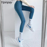 Yipinpay Black Skinny Stretch Mom Jeans High Waist Plus Up Pencil Pants Woman Denim Pantalones De Mujer Autumn Winter