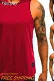 Yipinpay Fashion Moto Biker Hooded Mens Tank Tops Joggers Summer T Shirt Men Sleeveless Top Fly Cool Street Top Mens Clothes M-3XL