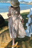 Yipinpay Floral Dress Slim Long Sleeve Elegant Dress Woman Vintage Beach Evening Party Dress Korean Fashion 2023 Spring Casual Chic