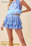 Yipinpay Womens Sequins Shiny Mini Skirts Tie-Up Elastic Waist Ruffles Tiered Hem Sparkle Skirts Summer Casual A-Line Skater Skirt