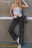 Yipinpay Low-waist Straight Pants Women Autumn 2023 Korean Fashion Zipper Letter Casual Trousers Vintage Hippie Joggers Streetwear