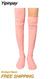 Yipinpay Long Socks Female Lingerie Knitted Thigh High Socks Harajuku Sexy Compression Stockings for Women Autumn Winter 2023