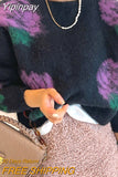 Yipinpay Pullovers Mohair Flower Sweater Jumper Sueter Mujer Autumn Winter Oversized Sweater Women Chic Fashion Knit Coat Top