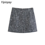 Yipinpay 2023 Women Office Lady Blazer Skirts Sets Autumn Winter Elegant Female Double Breasted Jackets Mini Skirt Long Sleeve Tops