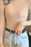 Yipinpay Turtleneck Sweater Women Autumn Casual Thin Long Sleeve Tops Base Knitted Sweaters Solid Color Slim Stretch Pullovers