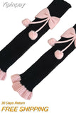 Yipinpay Women Furry Y2K Ribbed Knit Leg Warmers Lolita Knee High Socks Boot Cuffs Slouch Socks with Bow New Year 2023 Boot Cover