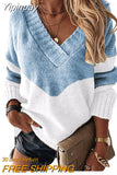 Yipinpay Autumn Winter V-neck Women's Pullover Leopard Striped Vintage Long Sleeve Knit Top Korean Fashion Pink Women Sweater Jersey