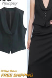 Yipinpay Black Vest Woman Cropped Women's Sleeveless Jacket Fashion Vests Sets Office Waistcoat Women Elegant Winter Short Coat