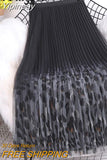 Yipinpay 2023 Women's Vintage High Waist A Line Pleated Long Skirts Leopard Printed Casual Streetwear Harajuku Skirt Female