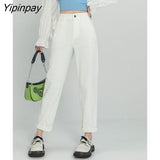 Yipinpay High Waist Elastic Denim Harem Pants Ladies Casual Vintage Wash Jeans Women Autumn Winter Brown Mom Jean Femme
