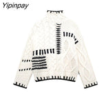 Yipinpay Autumn Winter Sweet Women Knitted Sweater 2023 Thicken Long Sleeve Female Pullover Simple Vintage Causal Warm Tops