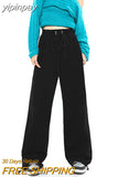 yipinpay Grey Women Loose Pants High Waist Vintage Leisure Baggy Pants Streetwear American Style Oversize Fashion Wide Leg Trouser