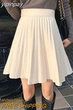 yipinpay 2023 Autumn Winter Short Pleated Knitted Skirts Women Kawaii High Waist Mini A-line Skirt Girls Slim Elegant Faldas