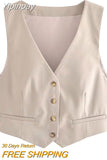 Yipinpay Fashion 2023 Women's Vest Linen Summer Sleeveless Vests for Women Chic Single-breasted V-Neck Female Casual Vests Tops