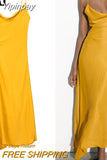 Yipinpay Yellow Slip Long Dress Women Asymmetric Midi Dresses Backless Satin Summer Dress Woman 2023 Sexy Evening Party Dresses